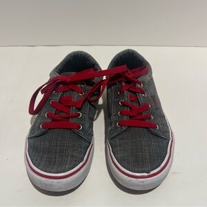 VANS, Gray with Red Accents and White Soles, Big Kid Size 3